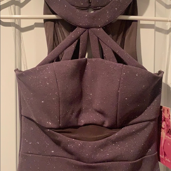 Color taupe fancy mini dress - Picture 5 of 5